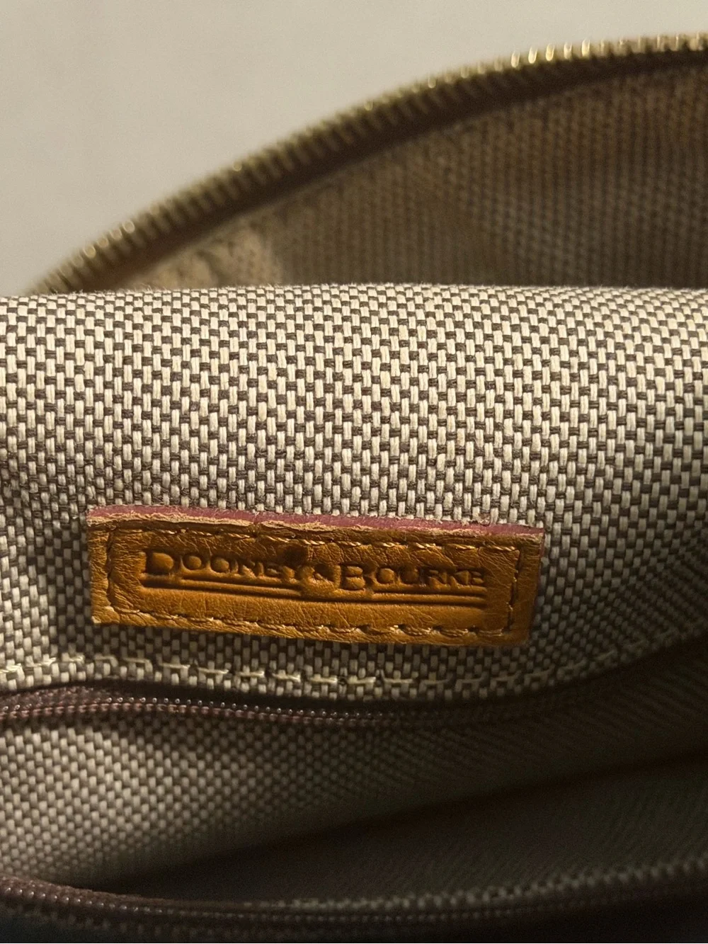Dooney & Bourke Tan Ostrich-Embossed Leather Shoulder Bag